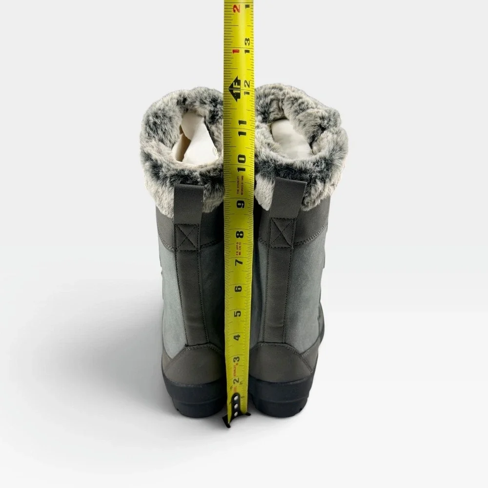Target Alberta Winter Boots Kids 2 Grey Thermolite Faux Fur Bungee New